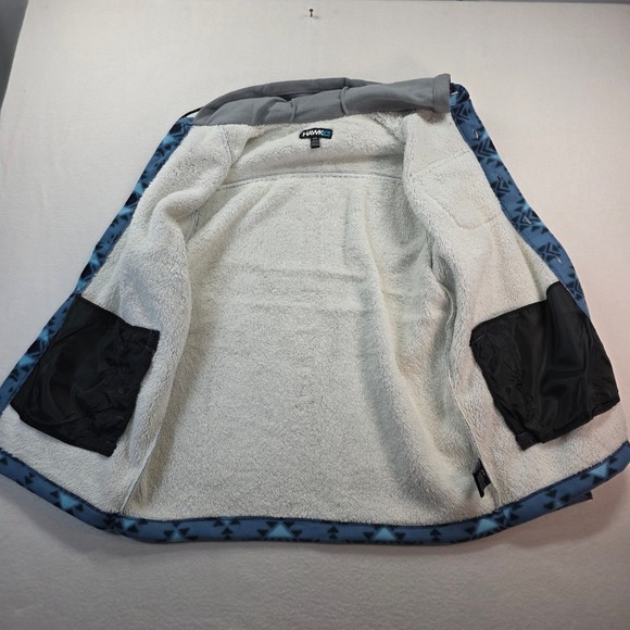 Tony Hawk Men's Sherpa Lined Fleece Shirt Jacket Shacket Hooded Aztec Blue M - Picture 4 of 13